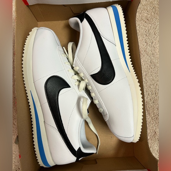 Nike Shoes - New Nike Cortez White and Black with Blue Accent